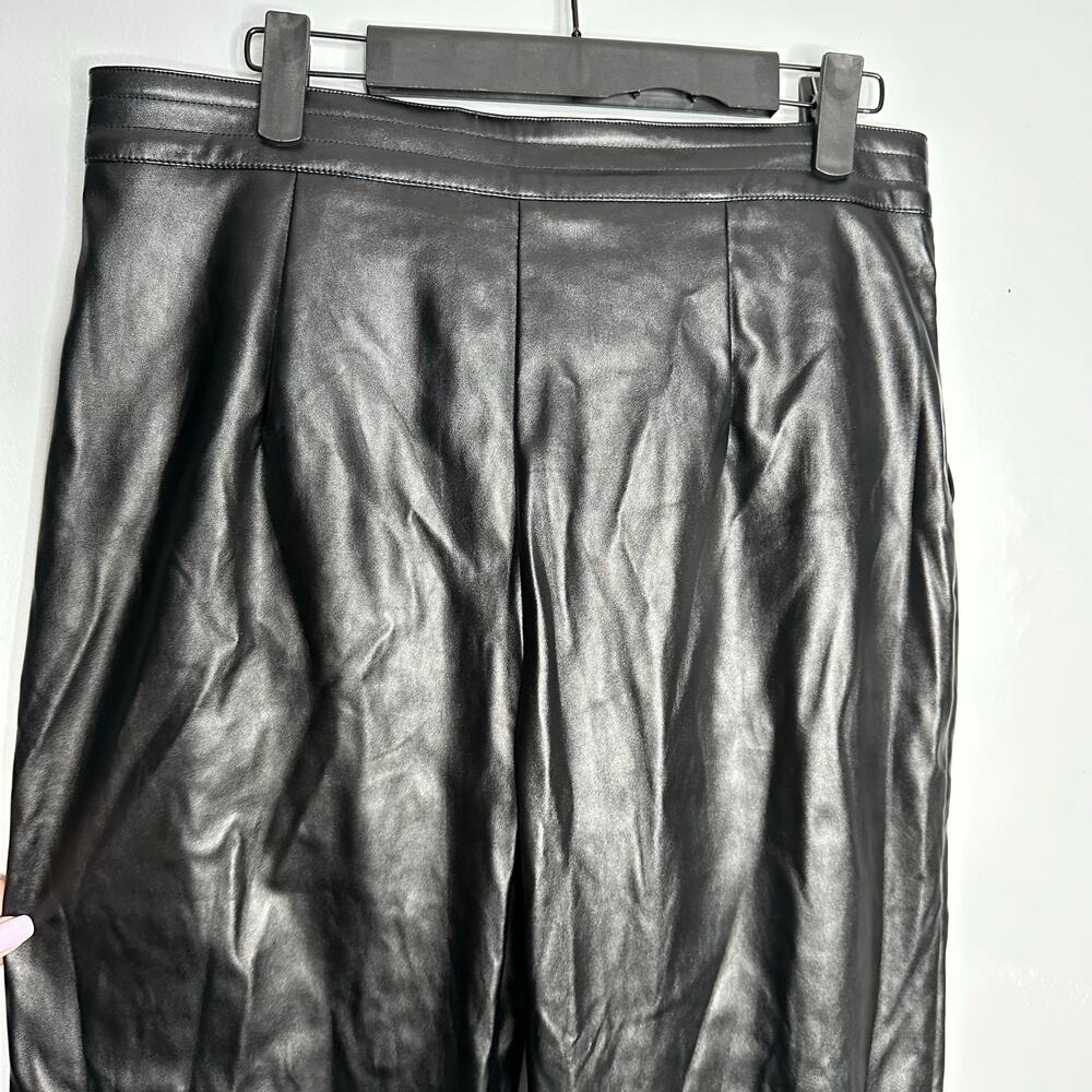 Princess Polly Women's High Waisted Black Faux Leather Straight Leg Pants Size 8 - Picture 7 of 10